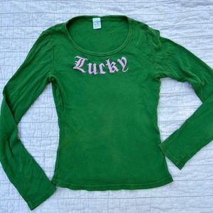 BOGO 1/2 OFF Lucky 90s Y2K, pink and green long sleeve baby t